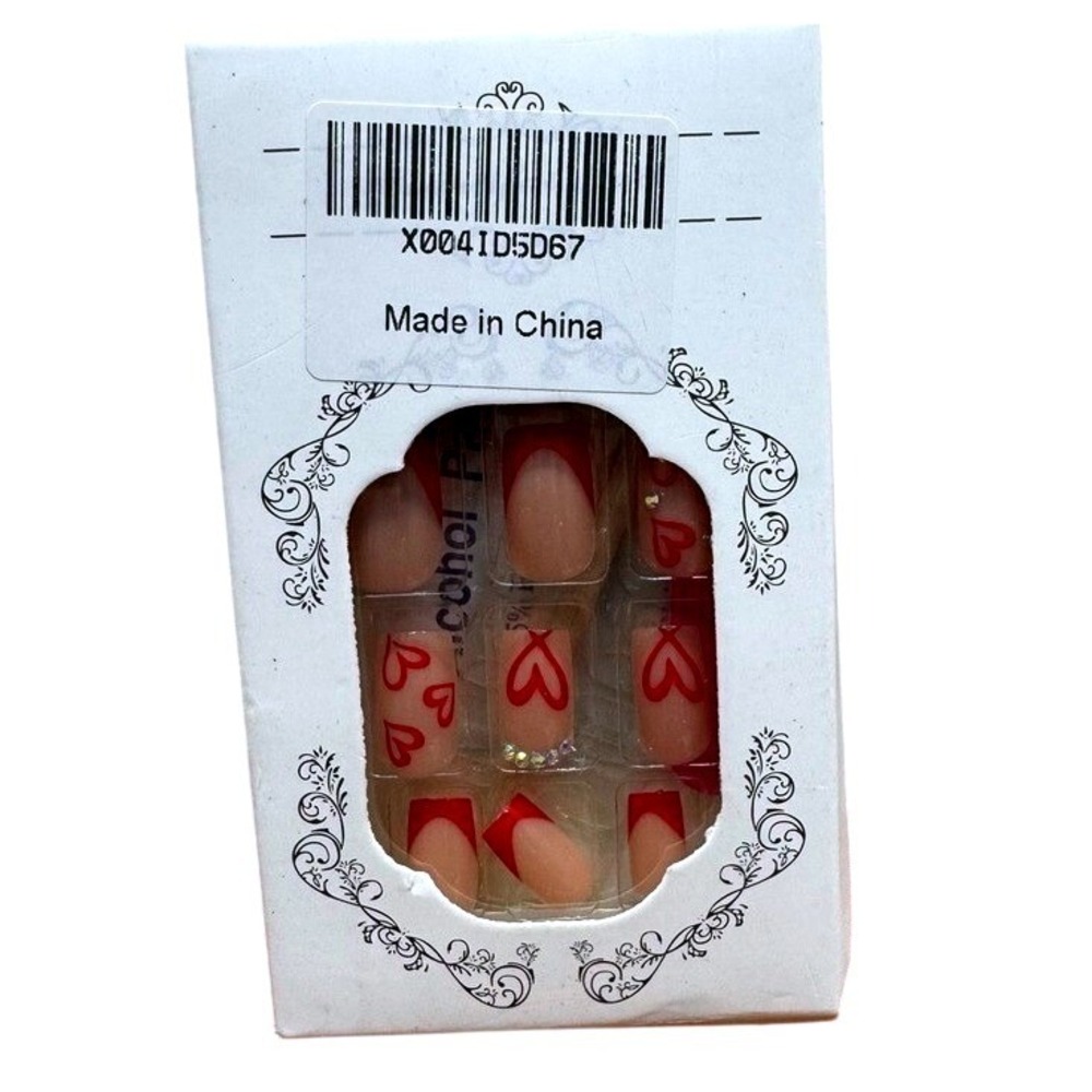 Women's Press-On Nail Set – Red Heart & Purple Gold Styles - Picture 3 of 4